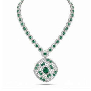 Emerald Elegance pendant necklace featuring vibrant green gemstones and sparkling accents