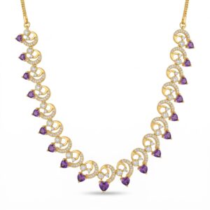 Amethyst Heart Grace necklace featuring purple heart-shaped gemstones and sparkling accents