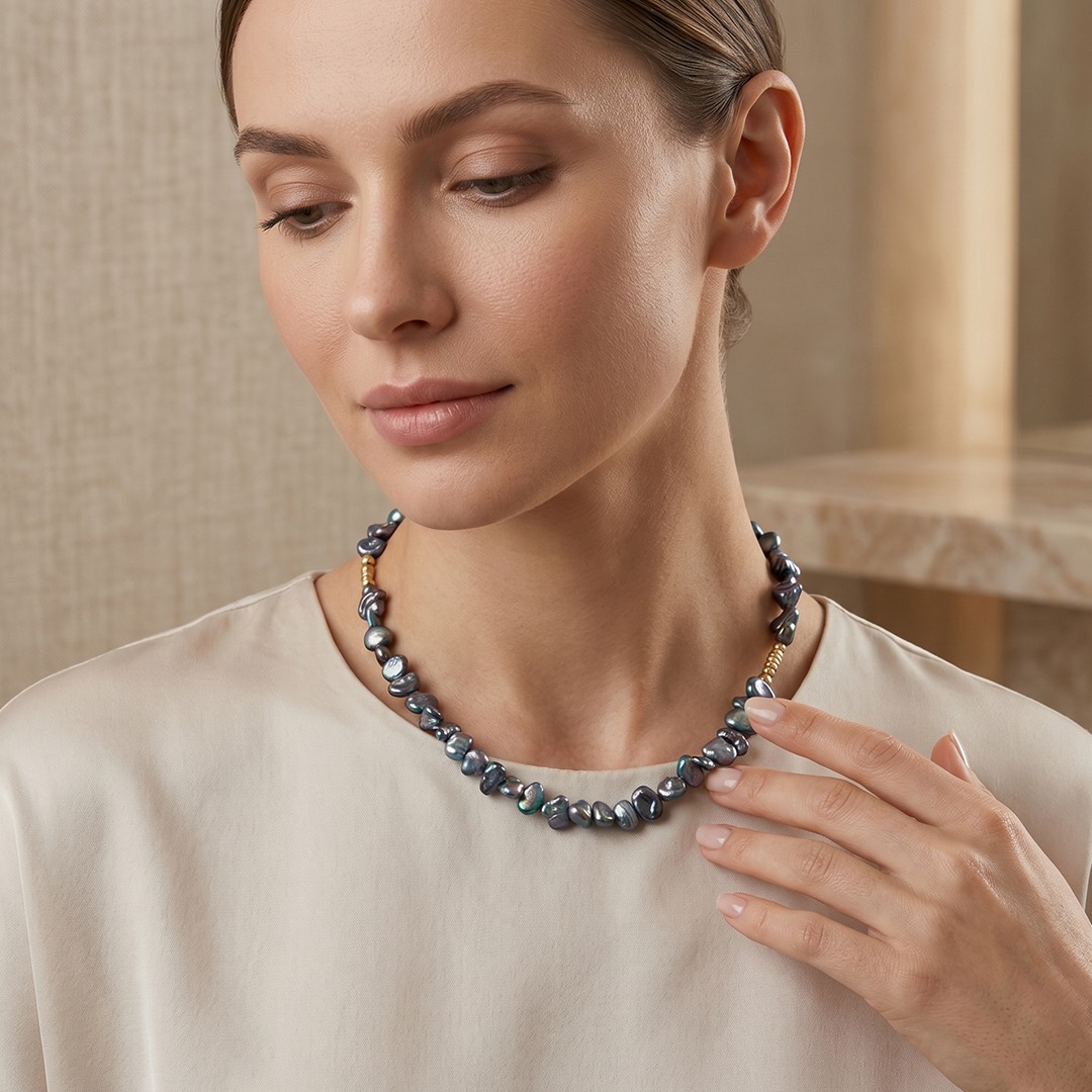 Midnight Baroque Pearl Necklace