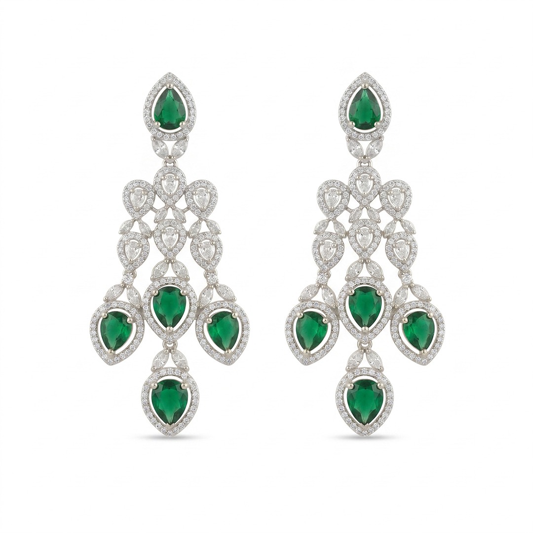 WhatsApp Image 2026-06-15 at 2.41.16 PM Luxury emerald chandelier earrings with pear-shaped green gemstones and diamond detailing