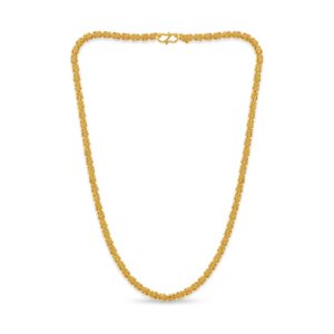 Handcrafted 22K yellow gold rope-twist chain necklace for men with traditional S-hook clasp