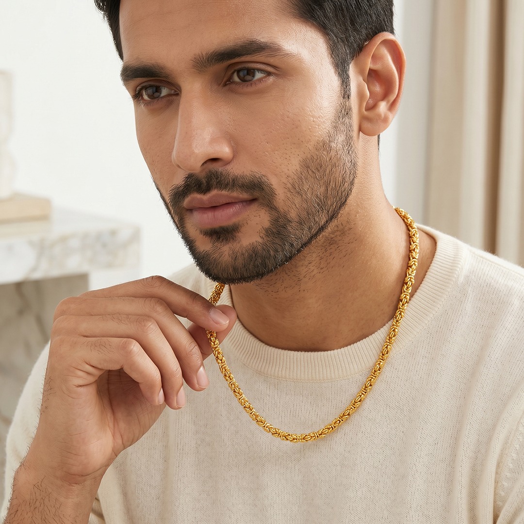 Aureo Twist — Handcrafted 22K Gold Rope Chain for Men