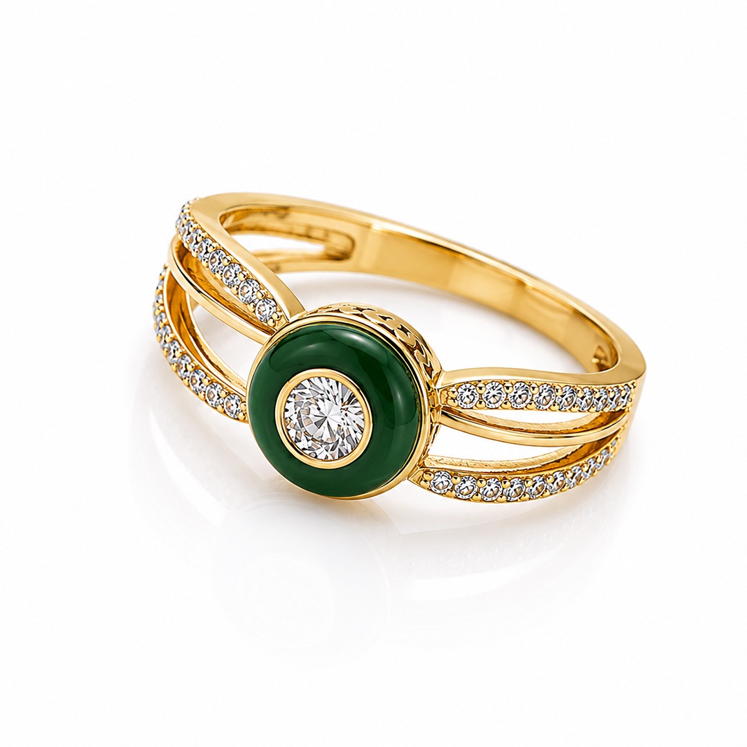 Elegant Colored Stone & Diamond Gold Ring