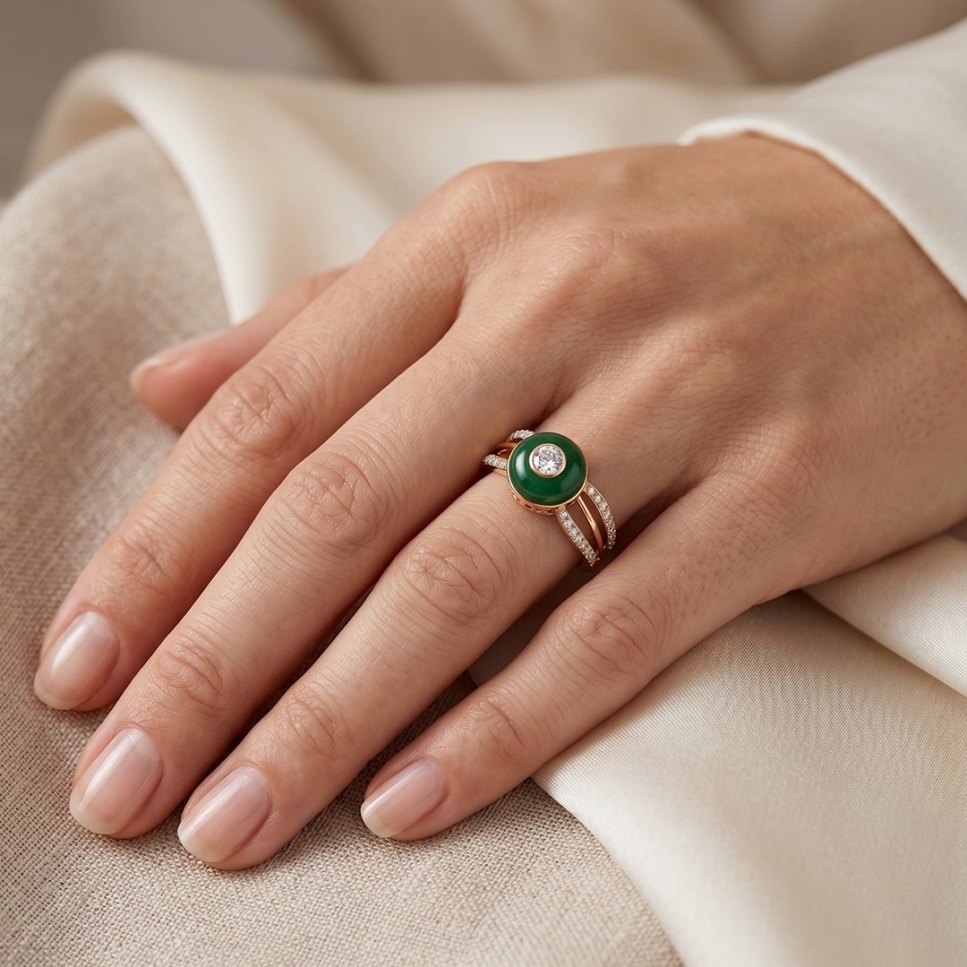 Elegant Colored Stone & Diamond Gold Ring