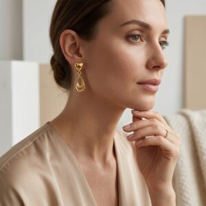 Elegant Heart Design Gold Earrings for Women