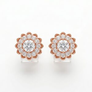 Natural Diamond Gold Earrings DIPT Front View