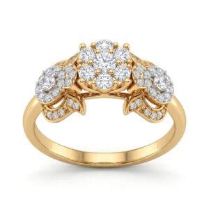 Natural Diamond Gold Ring FR2028 Front View