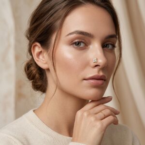 14K Gold Nose Pin with 0.10 Carat Natural Diamond