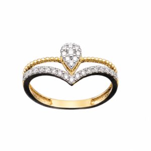 Premium Diamond Yellow Gold Ring DLR1568 Front View