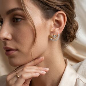Close-Up of 28 Natural Round Brilliant Diamonds in DTP824 Earrings