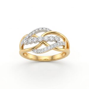 Yellow Gold Diamond Ring with Rhodium Finish LR55267